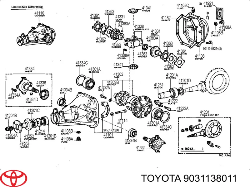 Bucim de redutor do eixo traseiro Toyota 9031138011 preço, a partir de 6,36 USD
