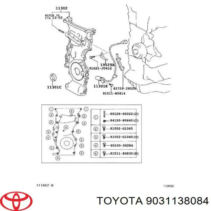 9031138084 Toyota Vedação dianteira de cambota de motor