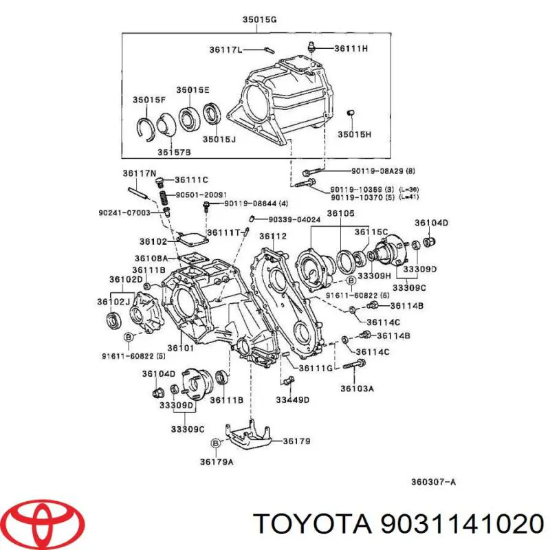 9031141020 Toyota Bucim de saída traseira da caixa de transferência