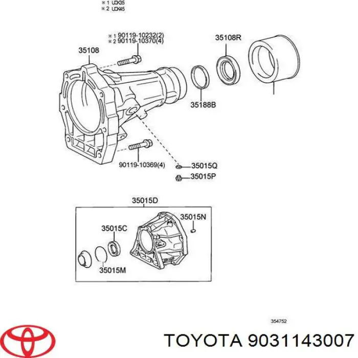9031143007 Toyota Bucim da caixa de transferência, da árvore primária