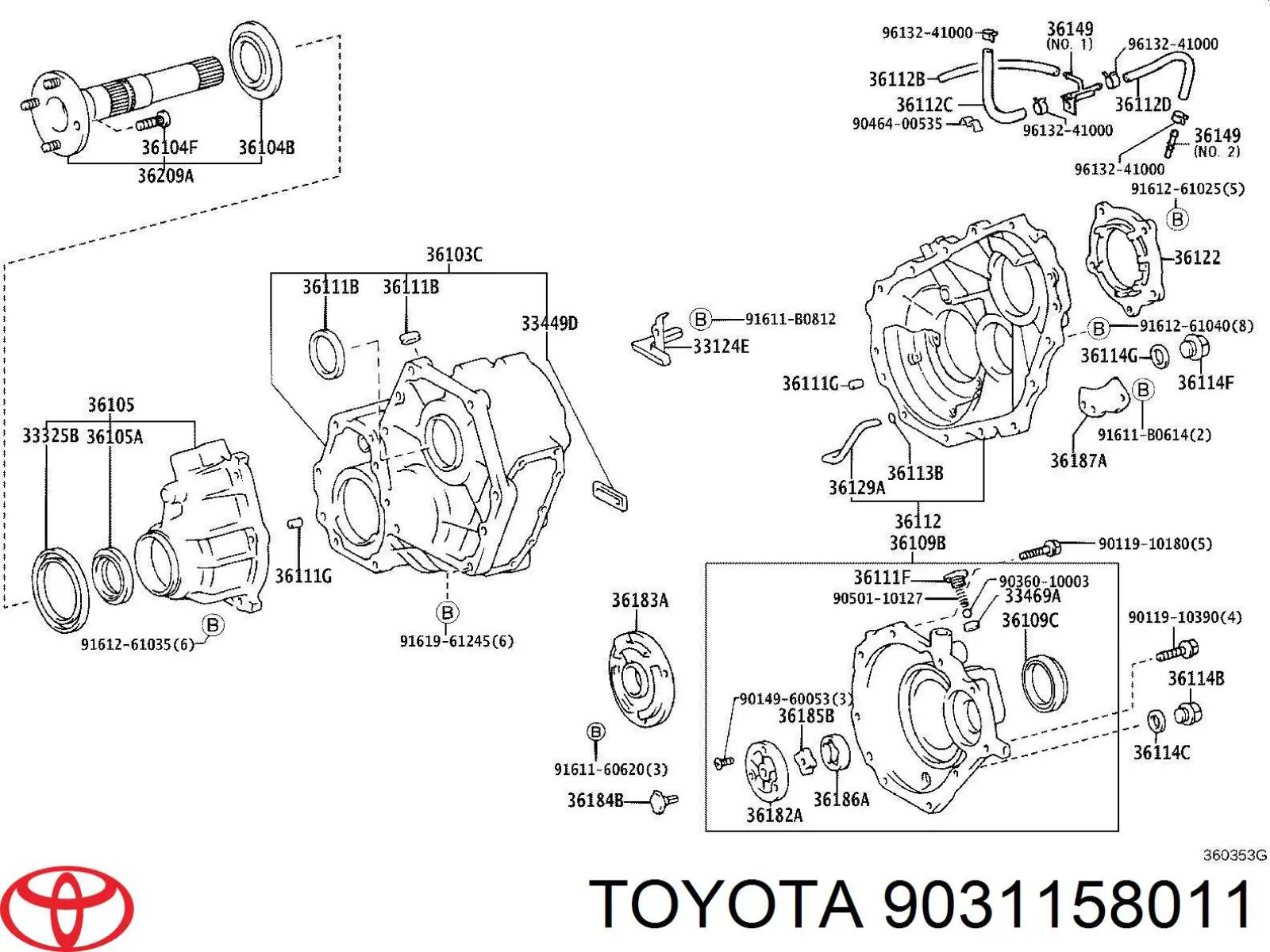 9031158011 Toyota Bucim de saída traseira da caixa de transferência
