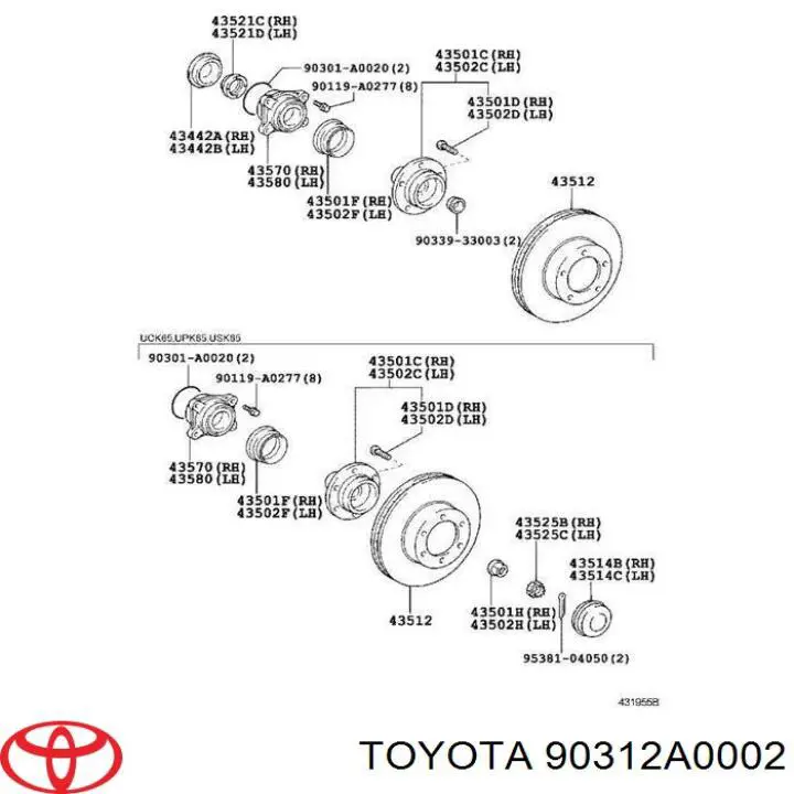 90312A0002 Toyota Vedação externa de cubo traseiro