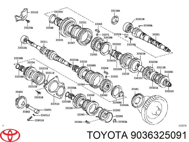 9036325091 Toyota Rolamento da árvore primária da Caixa de Mudança