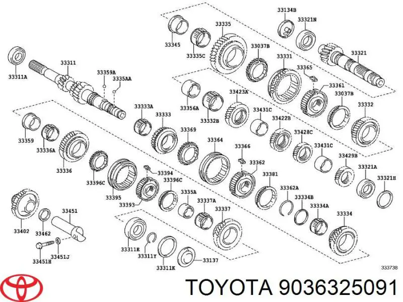 Rolamento da árvore primária da Caixa de Mudança Toyota 9036325091 preço, a partir de 37,05 USD