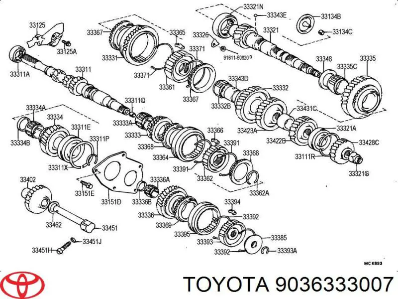 9036333007 Toyota Rolamento da árvore secundária da Caixa de Mudança