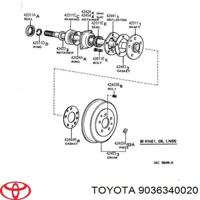 Rolamento de cubo traseiro Toyota 9036340020 preço, a partir de 27,80 USD