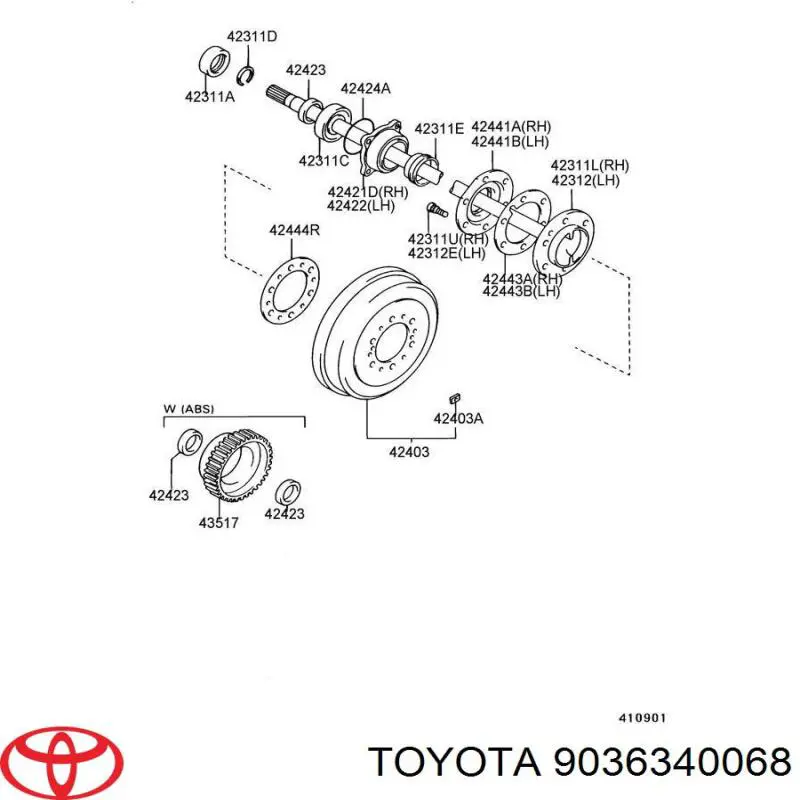 Rolamento do semieixo do eixo traseiro Toyota 9036340068 preço, a partir de 67,56 USD