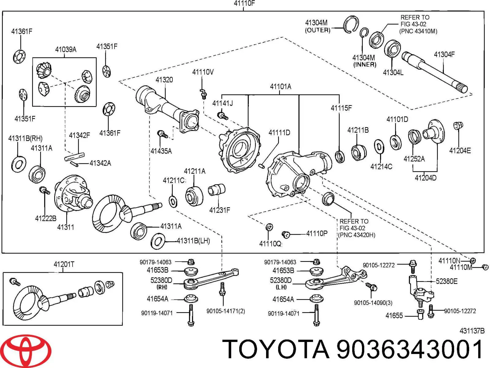 Rolamento de diferencial do eixo dianteiro Toyota 9036343001 preço, a partir de 28,52 USD
