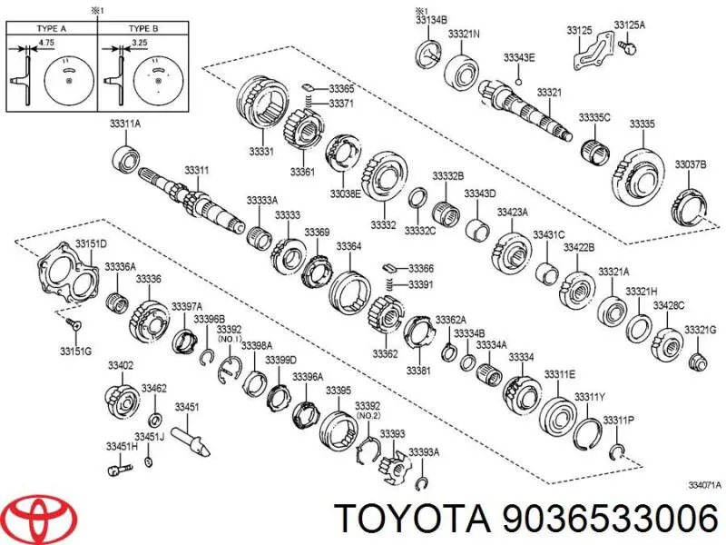 9036533006 Toyota Rolamento da árvore secundária da Caixa de Mudança