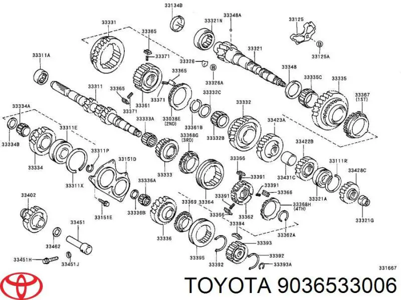 Rolamento da árvore secundária da Caixa de Mudança Toyota 9036533006 preço, a partir de 44,50 USD