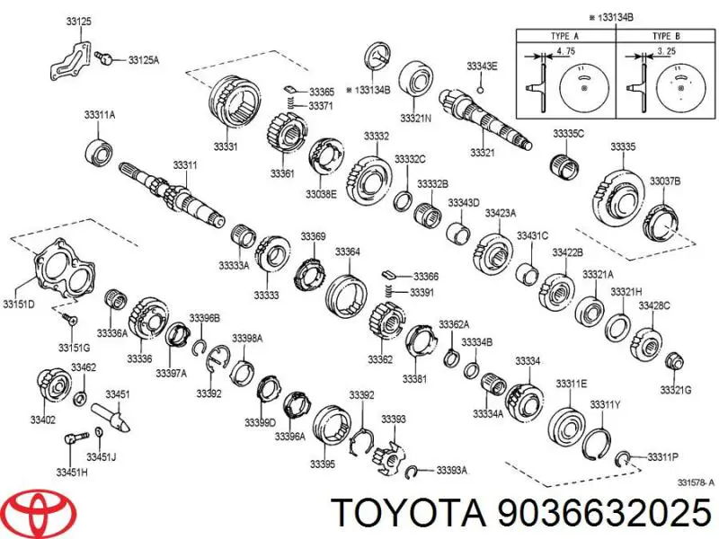 9036632025 Toyota Rolamento da árvore secundária da Caixa de Mudança