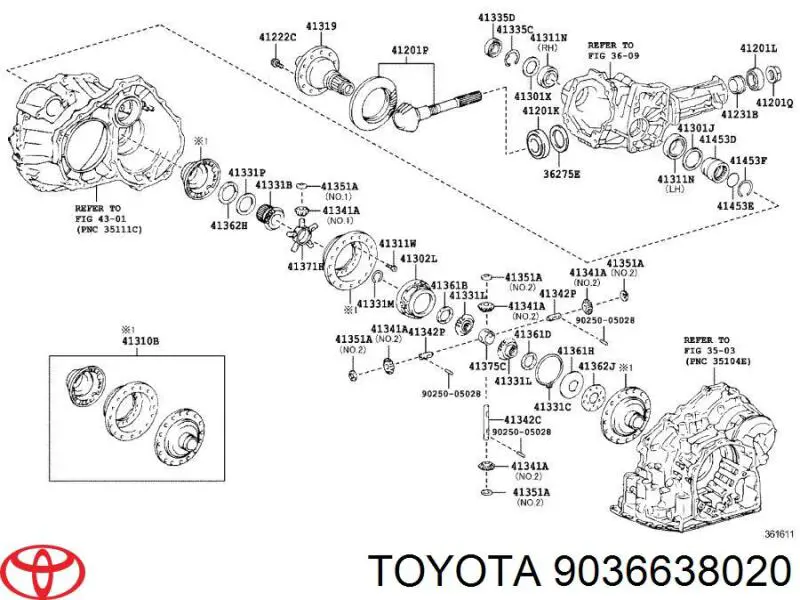9036638020 Toyota Rolamento de diferencial do eixo dianteiro