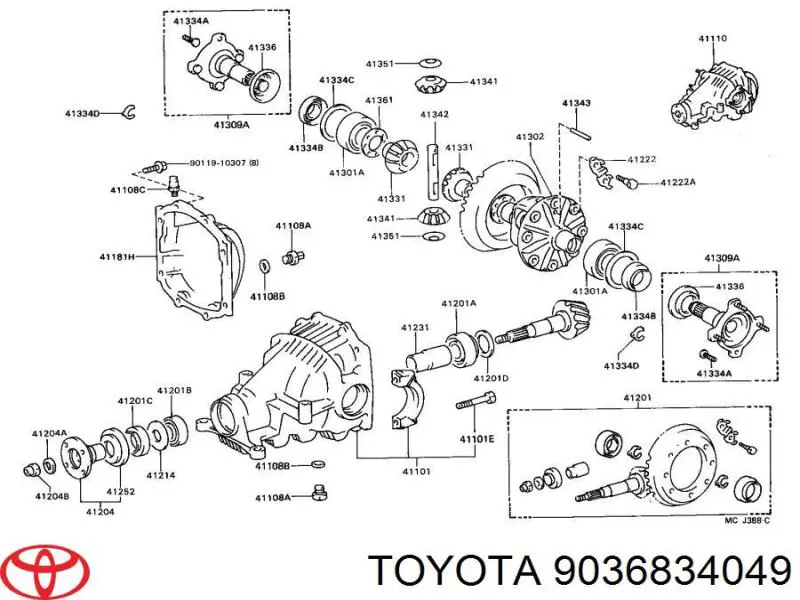 Compre 9036834049 Toyota Rolamento interno da haste do eixo traseiro