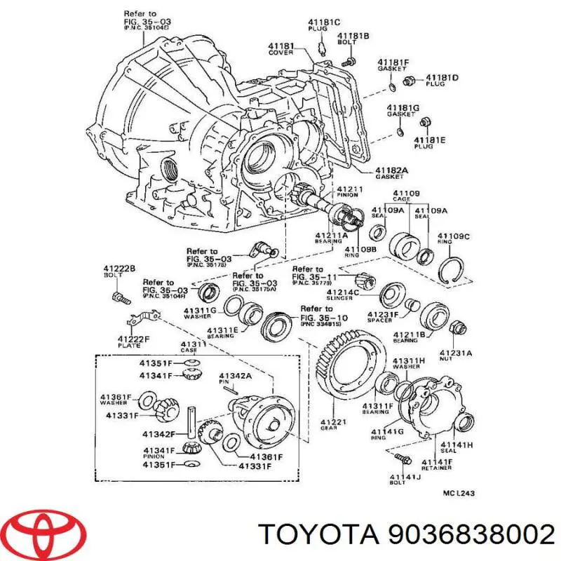 Compre 9036838002 Toyota Rolamento de diferencial do eixo dianteiro