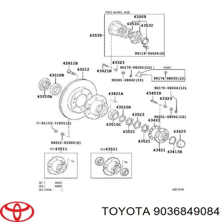 9036849084 Toyota Rolamento interno de cubo traseiro