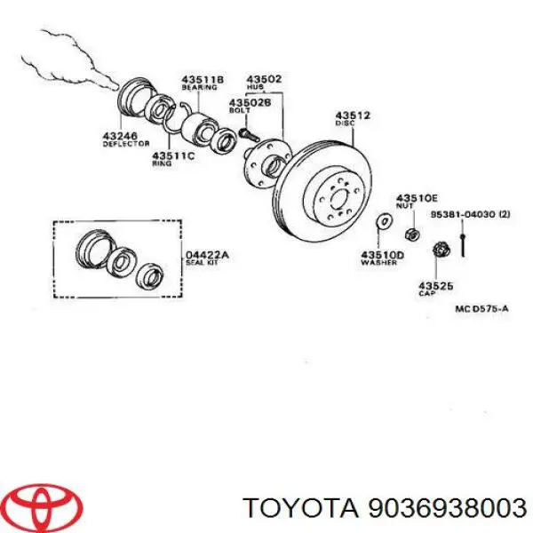 9036938003 Toyota Rolamento de cubo dianteiro