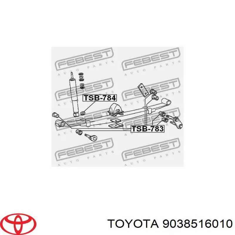 Bloco silencioso de amortecedor traseiro Toyota 9038516010