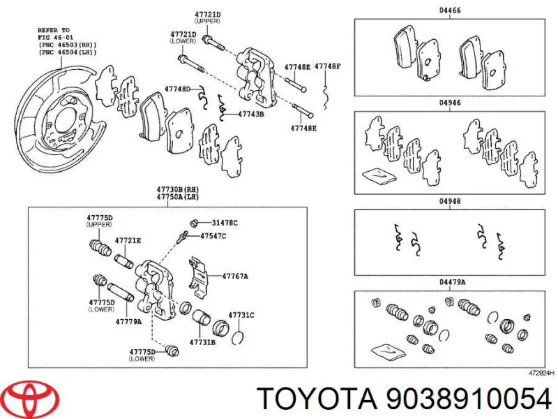 9038910054 Toyota Guia inferior de suporte traseiro
