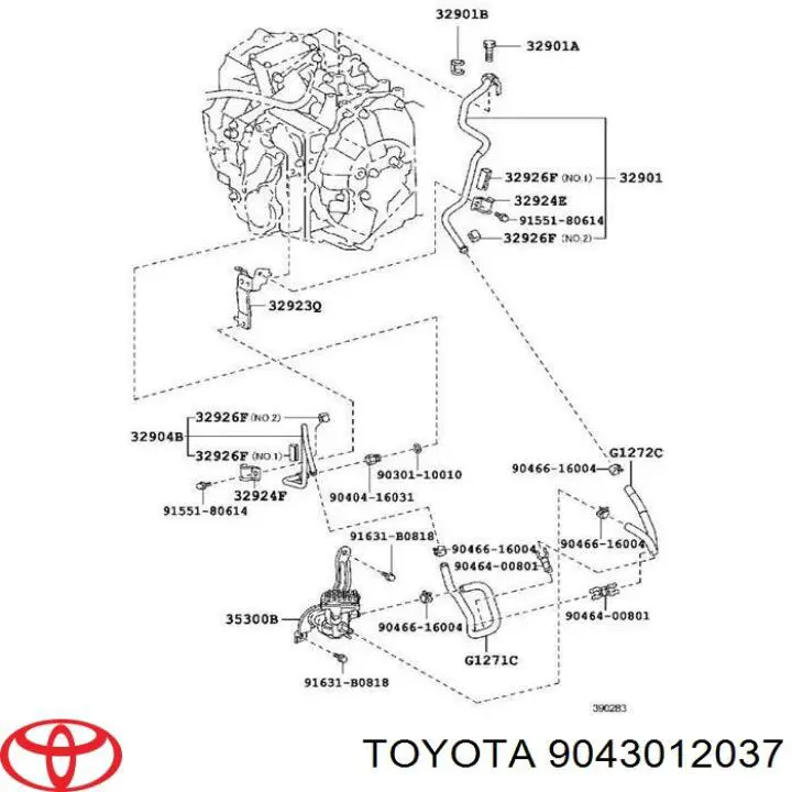 9043012037 Toyota Vedante de mangueira de fornecimento de óleo de turbina