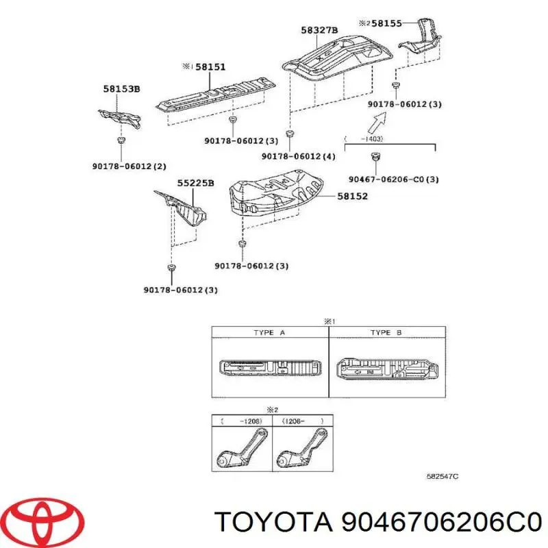 9046706206C0 Toyota Cápsula (prendedor) de isolador térmico da capota