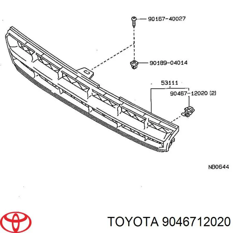Compre 9046712020 Toyota Cápsula (prendedor) de fixação de grelha do radiador ao panel
