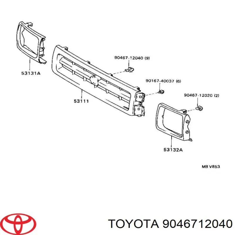 Compre 9046712040 Toyota Cápsula (prendedor) de fixação do forro do pára-choque do pára-lama dianteiro