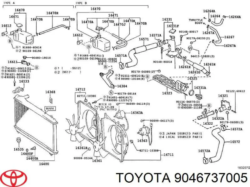 9046737005 Toyota Braçadeira do tanque de expansão