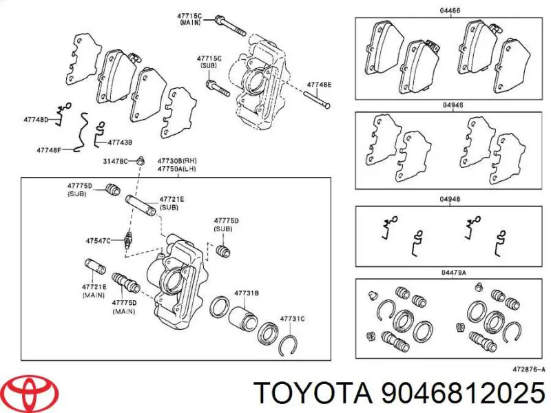 9046812025 Toyota Kit de reparação das sapatas do freio