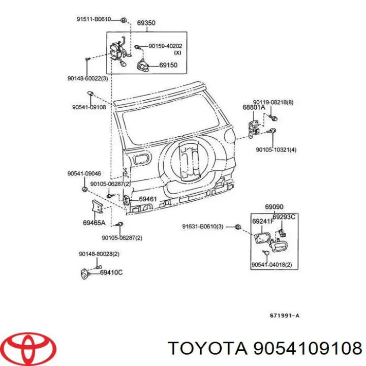 Compre 9054109108 Toyota Limitador traseiro de abertura de porta