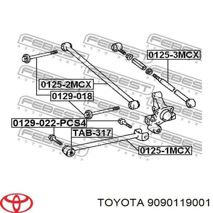 Parafuso de fixação de braço oscilante de inclinação traseiro, externo Toyota 9090119001 preço, a partir de 23,30 USD