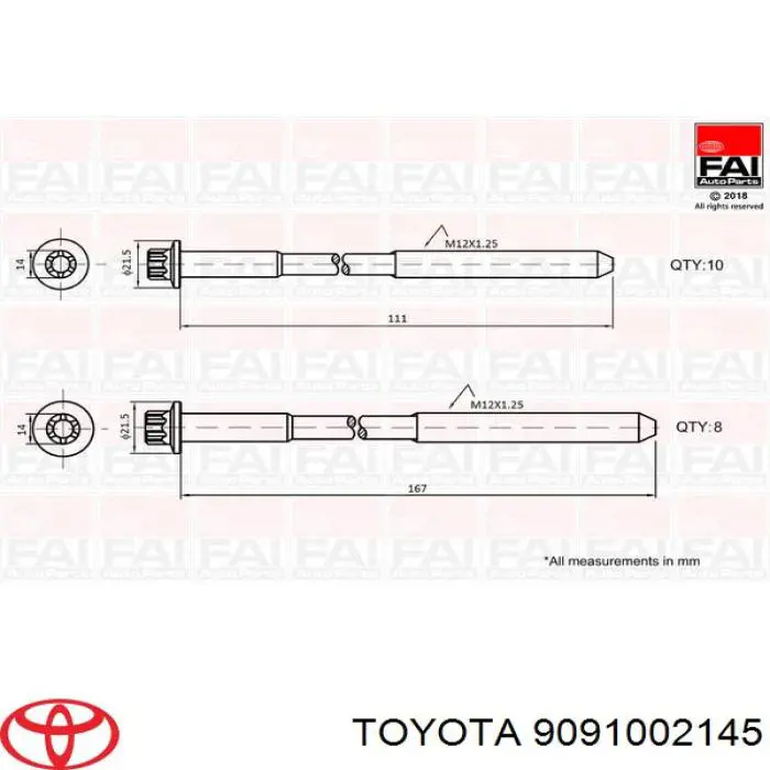 Parafuso de cabeça de motor (CBC) Toyota 9091002145 preço, a partir de 53,52 USD