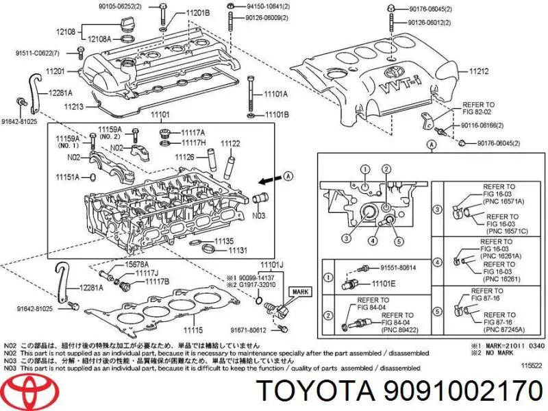 9091002170 Toyota Parafuso de cabeça de motor (CBC)
