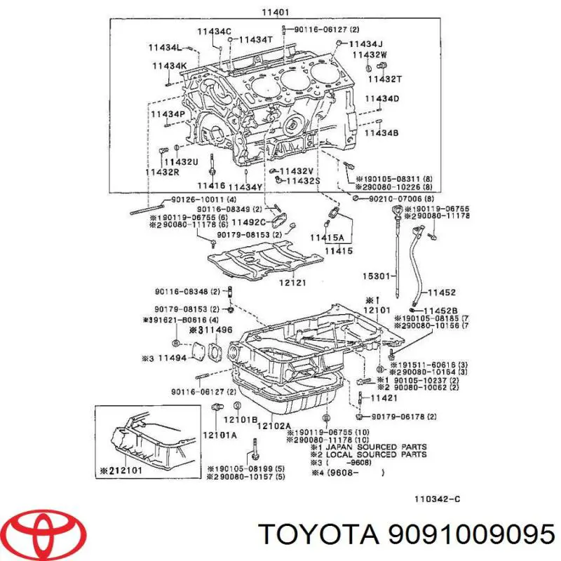 9091009095 Toyota Tampão de evacuação do bloco de cilindros
