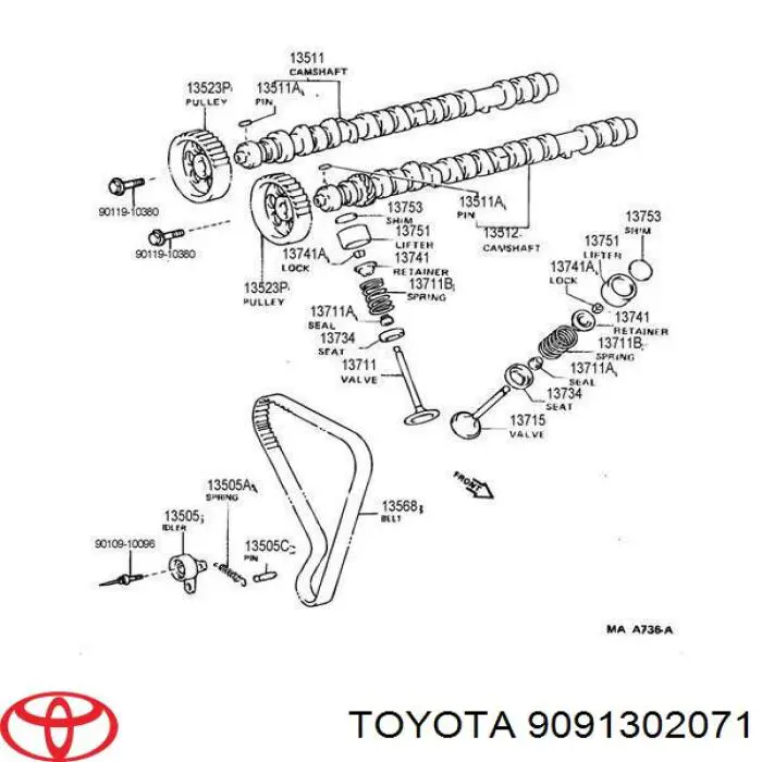 Bucim de válvula (coletor de óleo), admissão/escape Toyota 9091302071 preço, a partir de 2,20 USD