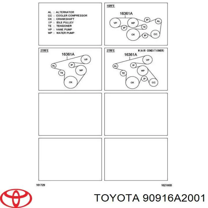 90916A2001 Toyota Correia dos conjuntos de transmissão