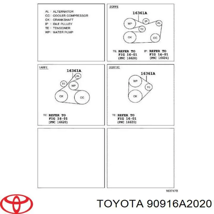 90916A2020 Toyota Correia dos conjuntos de transmissão