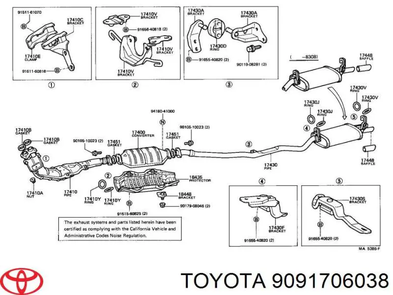 Compre 9091706038 Toyota Vedante de tubo de admissão do silenciador