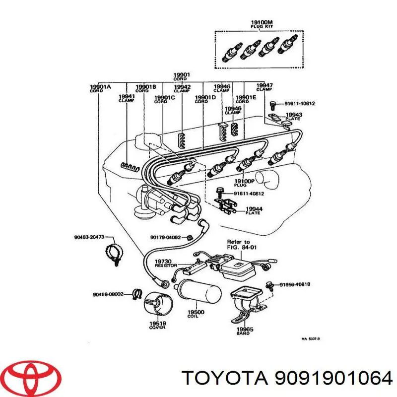 9091901064 Toyota Vela de ignição