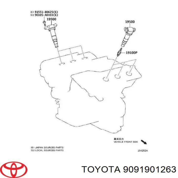 9091901263 Toyota Vela de ignição