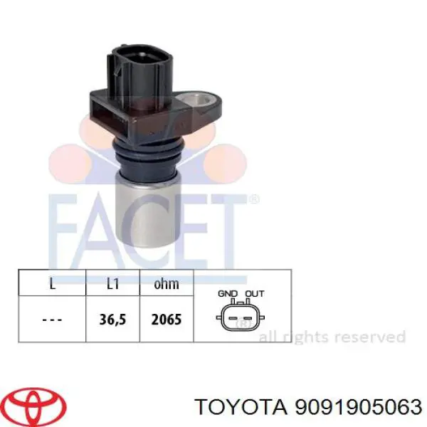 Sensor de posição (de revoluções) de cambota Toyota 9091905063 preço, a partir de 26,48 USD