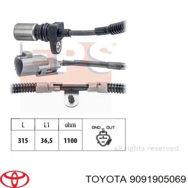 9091905069 Toyota Sensor de posição (de revoluções) de cambota