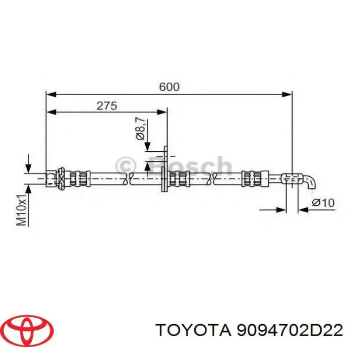 Mangueira do freio traseira direita Toyota 9094702D22 preço, a partir de 31,35 USD