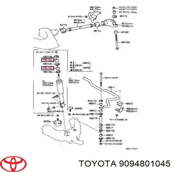 Bucha da haste de amortecedor traseiro Toyota 9094801045 preço, a partir de 2,33 USD
