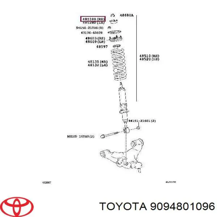 Compre 9094801096 Toyota Bucha da haste de amortecedor dianteiro
