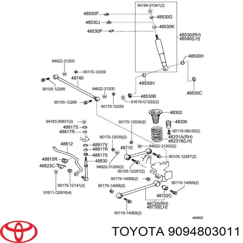 9094803011 Toyota Amortecedor traseiro