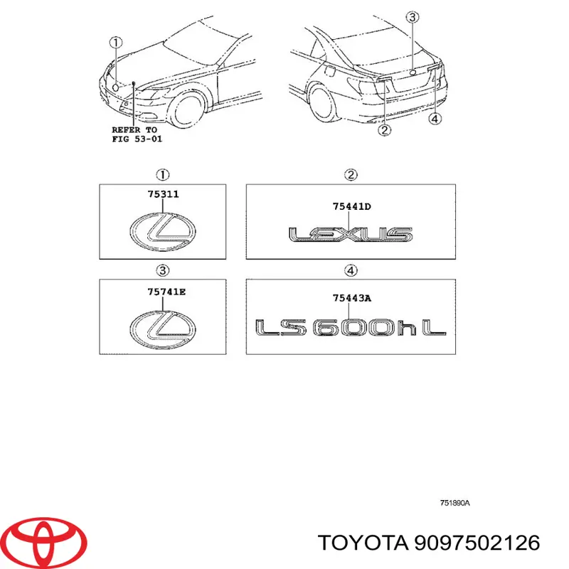9097502126 Toyota Emblema da capota