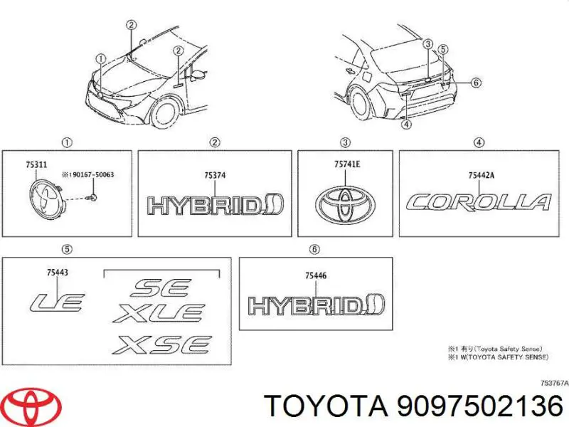 9097502136 Toyota Emblema de grelha do radiador