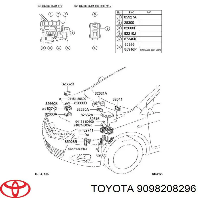 Dispositivo de segurança 9098208296 Toyota