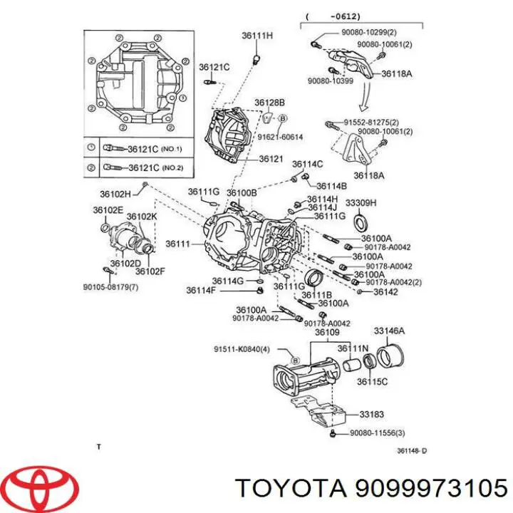 9099973105 Toyota Bucha separadora de rolamento traseiro da Caixa de Mudança