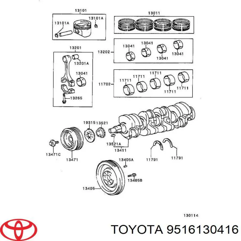 9516130416 Toyota Chaveta de cambota